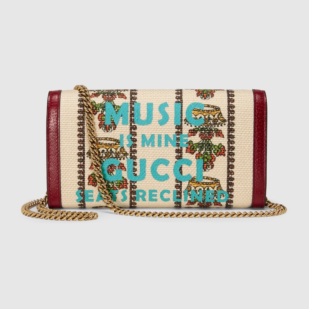 SOLD! Gucci 100 Centennial Collection Chain Wallet in Ivory Jacquard *RARE* - Picture 10 of 12